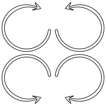 four circular arrows pointing in a clockwise and counterclockwise direction