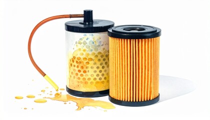 Automotive Oil Filters with Pleated Media Symbolizing Engine Care and Editorial Styling for Mechanical Precision