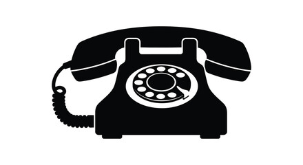 A striking black and white depiction of a vintage rotary telephone a classic communication device silhouette © AL-AMIN