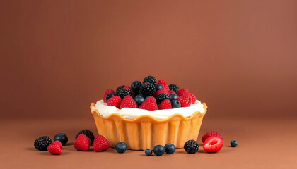 Close-up of a cake with ripe berries
