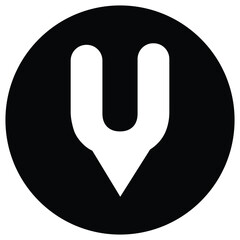 White map pin icon in a black circle