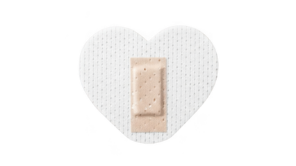 Heart-shaped bandage isolated on transparent background