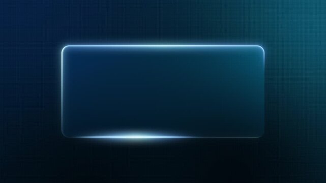 Sci-Fi Glowing Glass Interface Layout with Horizontal Panel and Cyan Neon Accents on Dark Blue Background for Modern Tech Presentation and Blank Digital Visuals Concept