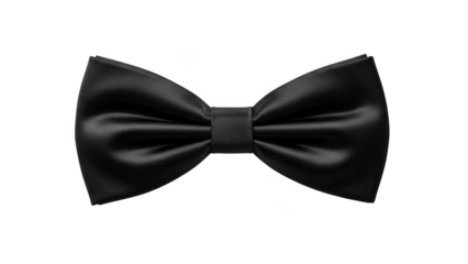 Elegant black bow tie isolated on transparent background