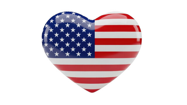 American flag heart isolated on transparent background
