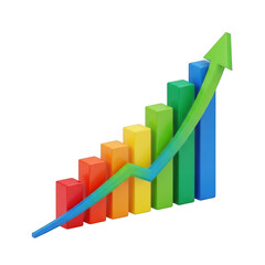 3d graph arrow increasing isolated on white background