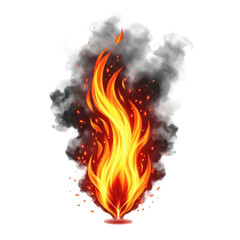 Vibrant flame isolated on white background