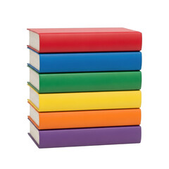 Stack of colorful books isolated on white background