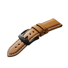 Brown leather watch strap isolated on white background