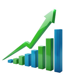 Graphical chart showing increase, isolated on white background