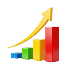 Graph arrow increasing success isolated on white background