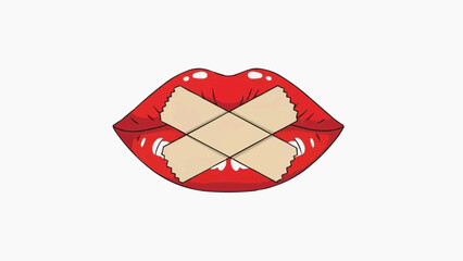 Vibrant red lips with bandage gag