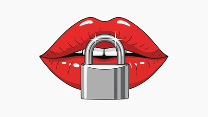 Red lips with padlock symbolizing secrecy and allure