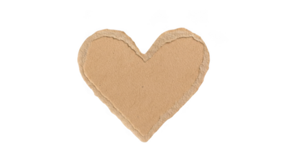 Brown paper heart isolated on transparent background