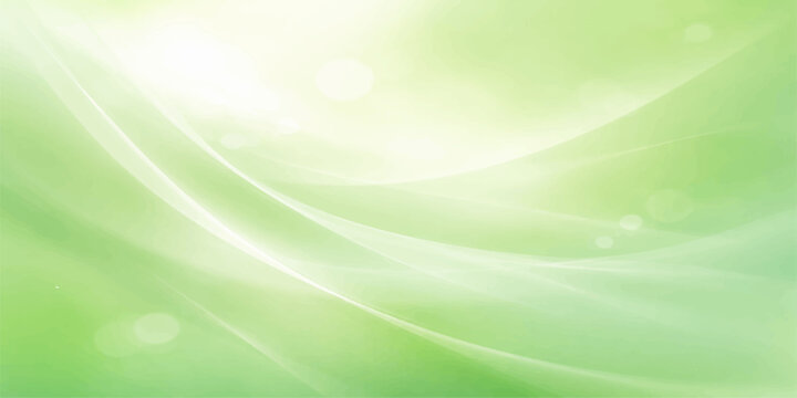 Abstract green background with bokeh featuring smooth flowing waves and light curves in a creative vector illustration design for a nature inspired texture wallpaper