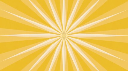 A vibrant yellow background with white sunburst rays emanating from the center