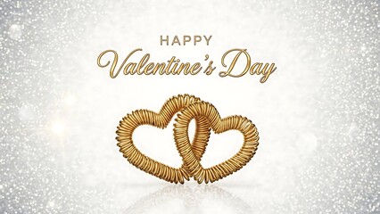 Elegant golden wire hearts represent eternal love wishes for happy valentine's day celebration
