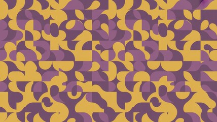 A vibrant purple and yellow abstract pattern design with swirling shapes