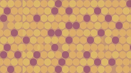 A vibrant pattern of yellow and purple dots on a light background