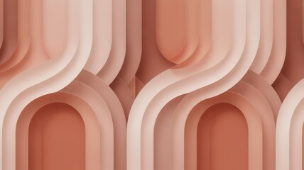 A modern abstract architectural design with wavy peach-colored arches