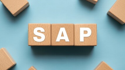 SAP software solution blocks on blue background for business