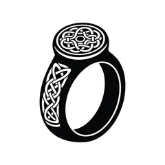 Thick Knot Ring With Emblem Icon