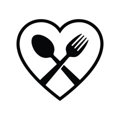 Heart With Spoon Fork Icon
