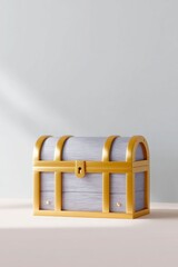 treasure chest, golden accents, plain background