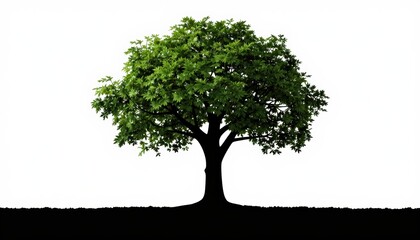 Digital tree growth in nature vibrant green leaves on a white background artistic illustration minimalist design perspective