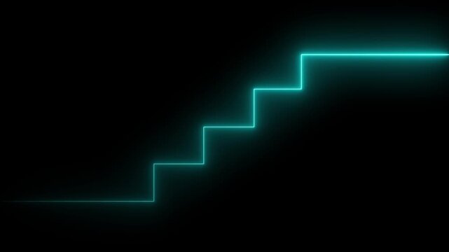 Glowing neon increase business graph arrow chart animation on black background.Glowing neon up business graph animation with arrow and black background.4k motion