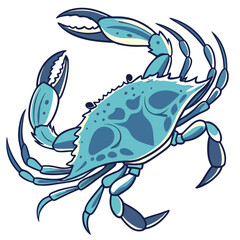 This high-quality, realistic blue crab vector illustration captures the vibrant colors and intricate details of the iconic Callinectes sapidus. Featuring the signature bright blue claws and mottled.
