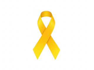 Yellow awareness ribbon isolated on transparent background symbol