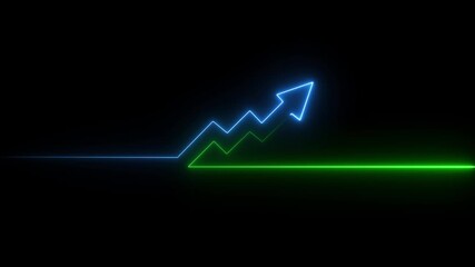 Abstract glowing neon business graph growth arrow up arrow. business growth arrow concept. Business line arrow. on 4k video animation .growth trend Green line graph going Up.4k motion video - Powered by Adobe