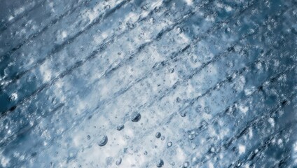 Close-up of icy surface with parallel lines and small bubbles, creating a textured pattern