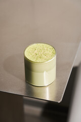 Refreshing Vibrant Matcha Latte With Soft Natural Light Highlighting Minimalist Wellness Practices