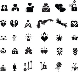 30 Minimal Black Valentine Symbols Collection.
