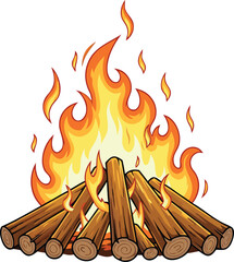 Campfire Flames Logs Outdoor Night