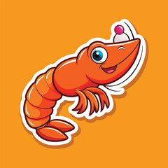 Cartoon shrimp with a happy expression