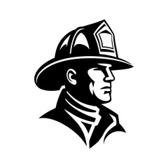 Firefighter in helmet profile representing bravery, emergency response, public safety, and dedication to saving lives. © TP71
