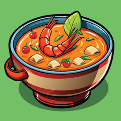 Cartoon illustration of Tom Yum Soup