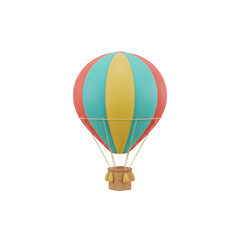 Fototapeta premium Colorful Hot Air Balloon 3D Render for Sky Travel and Freedom on transaparent background