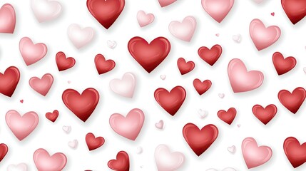 A vibrant heart confetti pattern in pink and red colors creates a festive backdrop ideal for Valentine's Day and romantic occasions