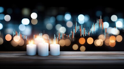 The illustration showcases a dynamic stock market background featuring financial charts and bar graphs, symbolizing business growth