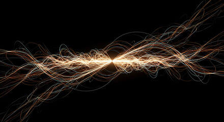 Glowing energy strands in a dark abstract background light