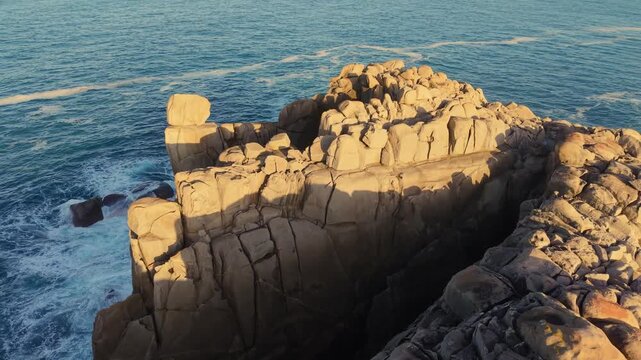 Granite Rocks Of Cant&iacute;s de Papel In Moras, Lugo, Spain. Aerial Shot