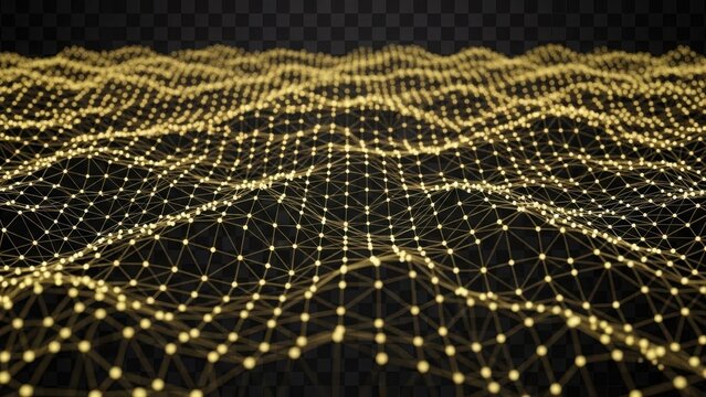 Abstract golden network of interconnected dots - Powered by Adobe