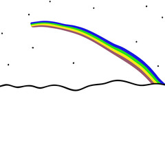 Vibrant Rainbow Aurora Stretching Across a Snowy Landscape