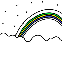 Vibrant Rainbow Aurora Stretching Across a Snowy Landscape