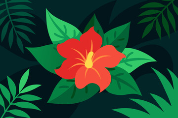 Vibrant Tropical Bloom Nestled Among Greenery