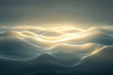 Ocean waves glisten under the soft glow of the morning light at dawn